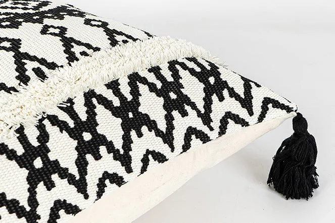 White Black Moroccan Geometric Pillow