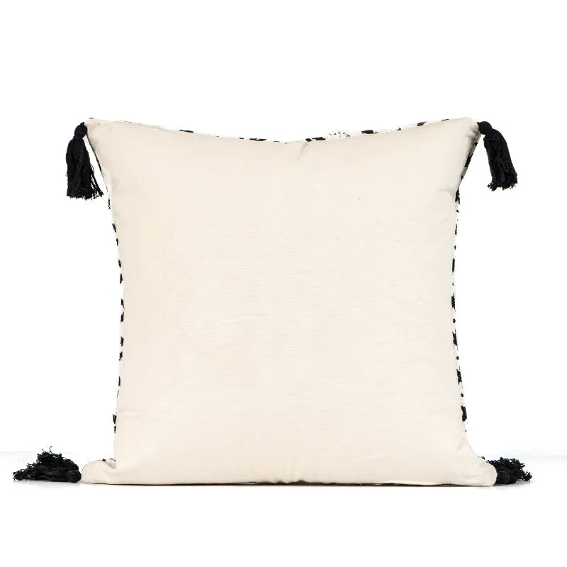White Black Moroccan Geometric Pillow