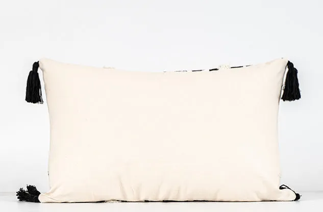 White Black Moroccan Geometric Pillow