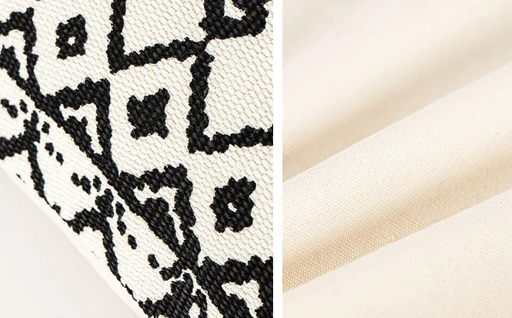 White Black Moroccan Geometric Pillow